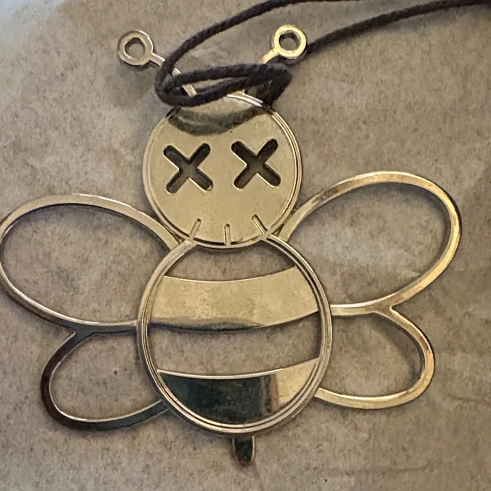 Dior Gold Bee Charm Pendant on Black‎ Cord